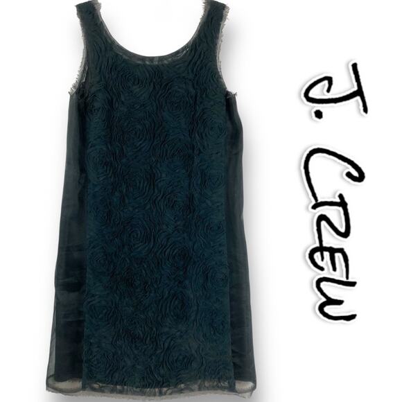 J Crew Gray Silk Organza Floral Cocktail Dress Shift Party Womens Size 0 - Picture 1 of 11